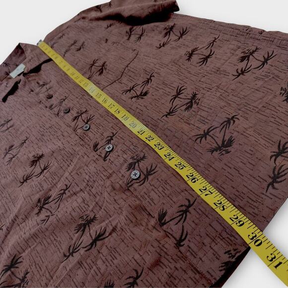 SOLITUDE Short Sleeves Button Up Hawaiian Shirt Relax Fit Size M Brown Palm Tree - Picture 11 of 12